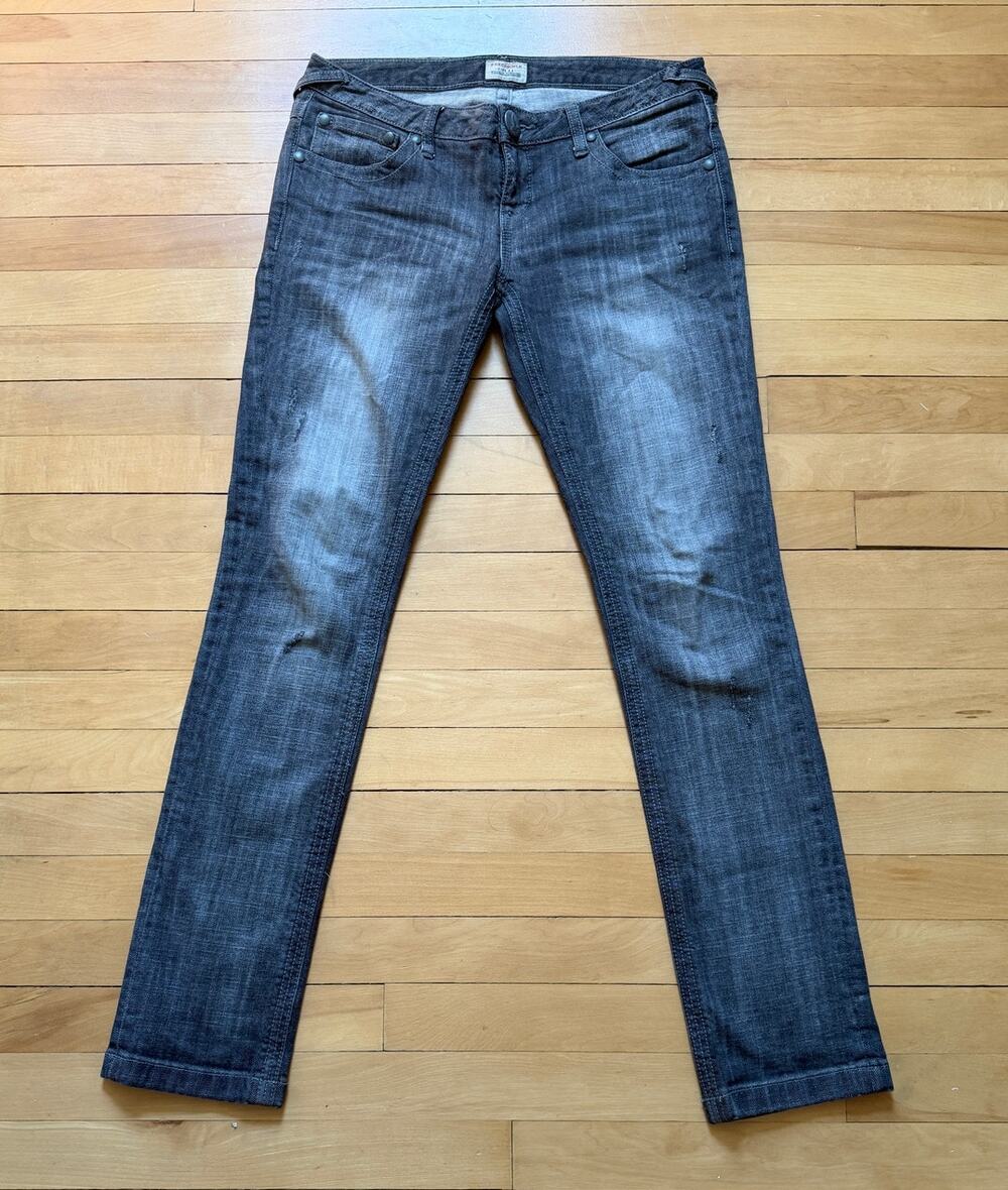 Y2K Free People Jeans Size 28 Gray Wash Straight Leg Distressed Denim